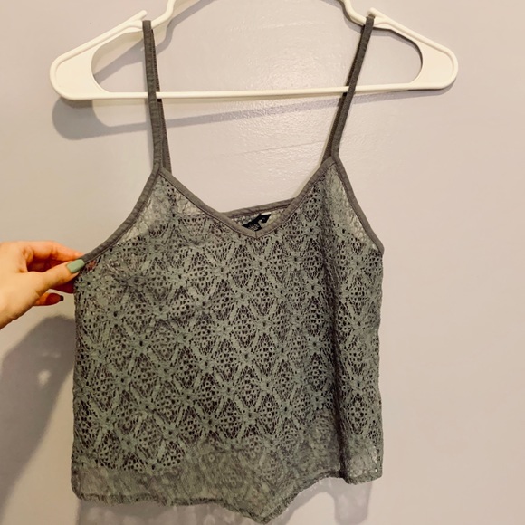 AE Outfitters Small Grey Lace top - Picture 2 of 6